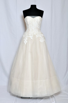 Amsale Bridal AMAL Strapless ballgown with lyon lace hand appliqued